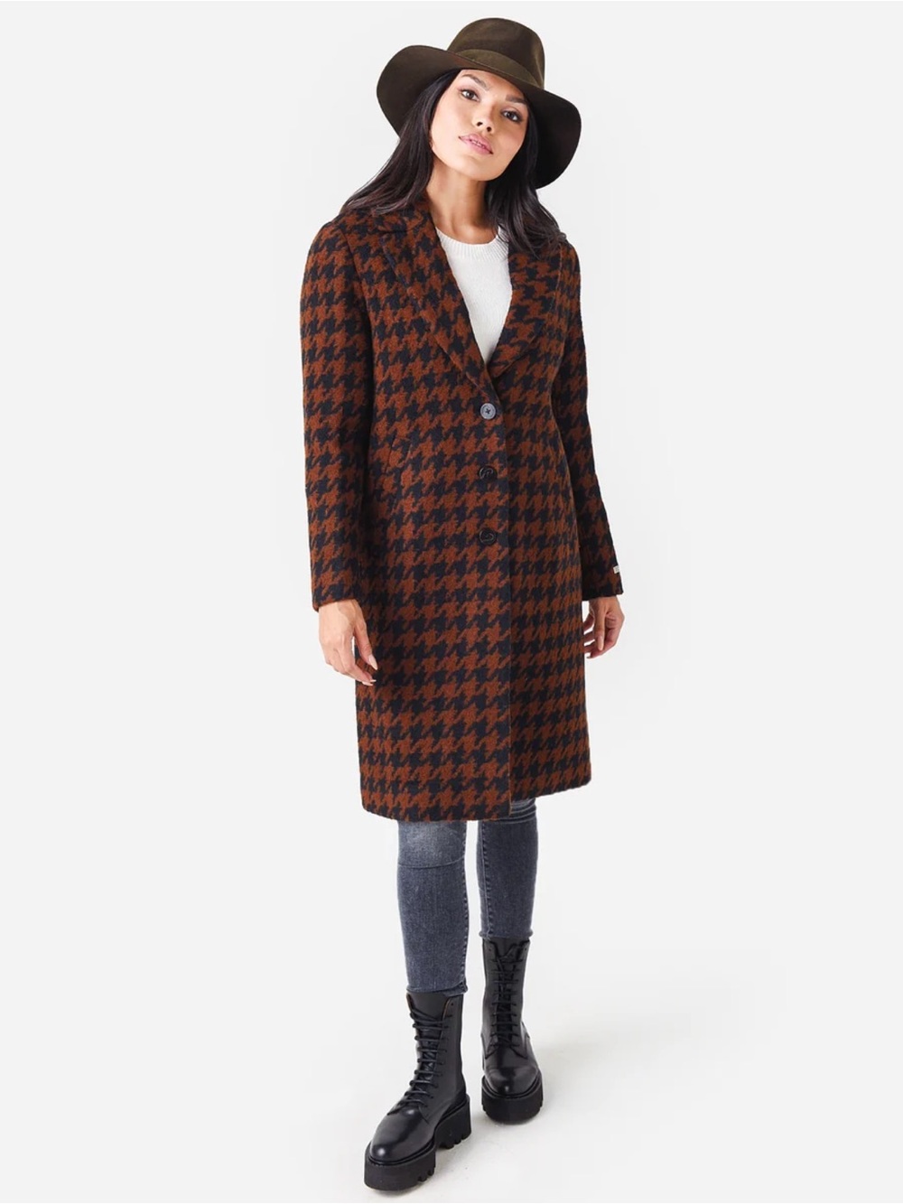 Soia & Kyo Ren Exploded Houndstooth Coat in Russet Women’s Size XXS